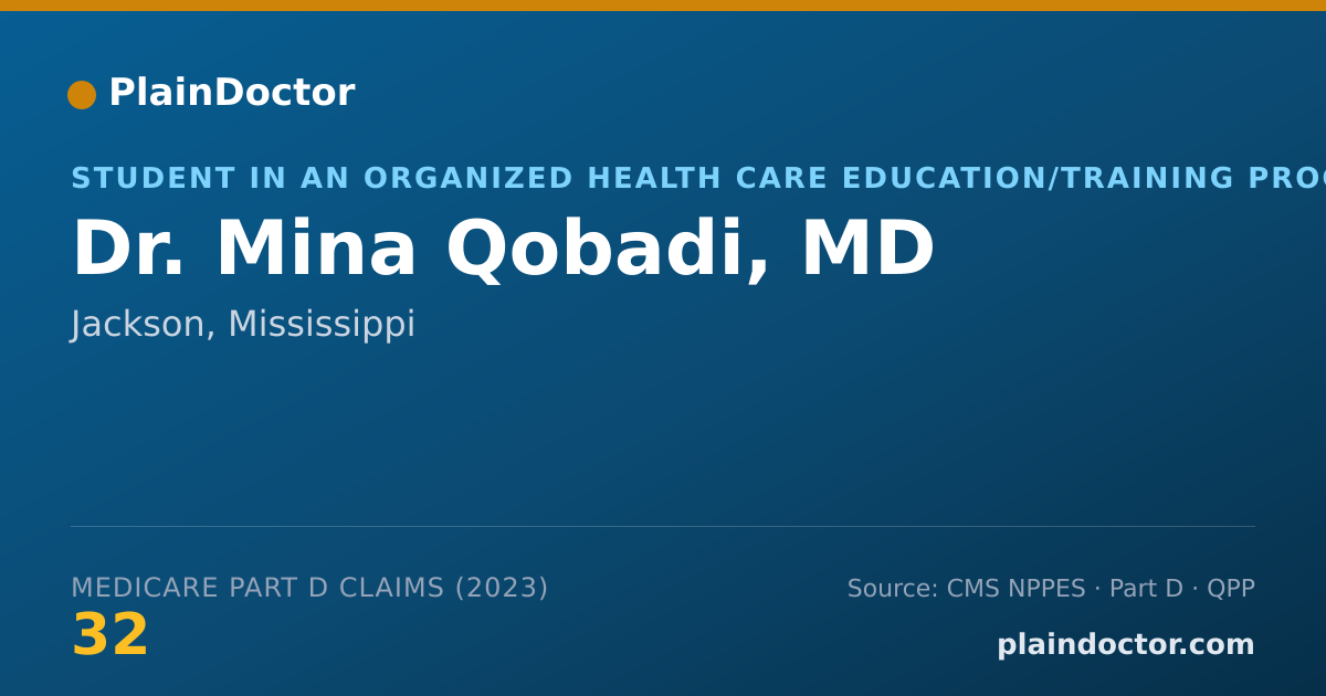 Shareable card for Mina Qobadi, MD - Student in an Organized Health Care Education/Training Program, Jackson, MS