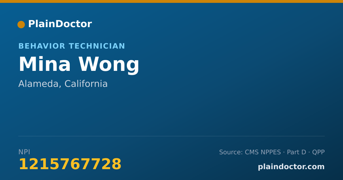 Shareable card for Mina Wong - Behavior Technician, Alameda, CA