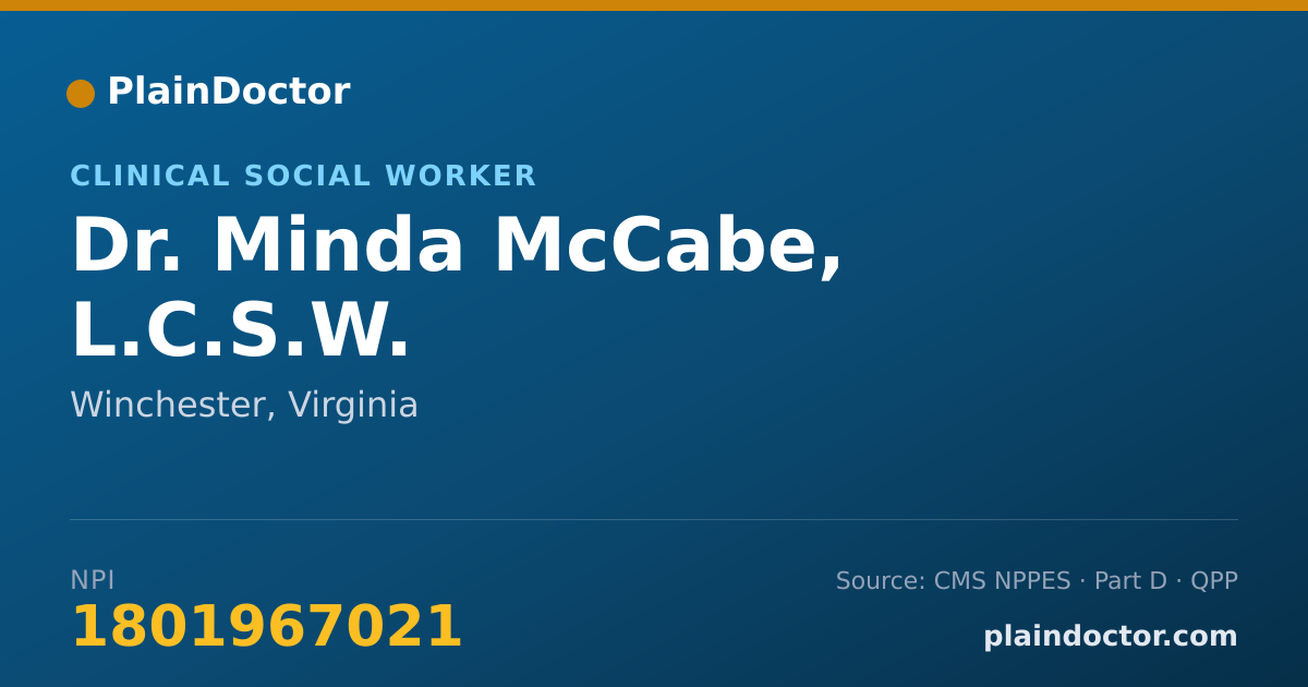 Shareable card for Minda McCabe, L.C.S.W. - Clinical Social Worker, Winchester, VA