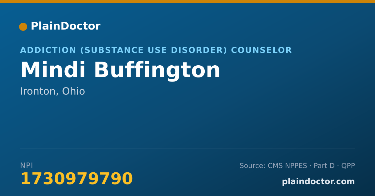 Shareable card for Mindi Buffington - Addiction (Substance Use Disorder) Counselor, Ironton, OH