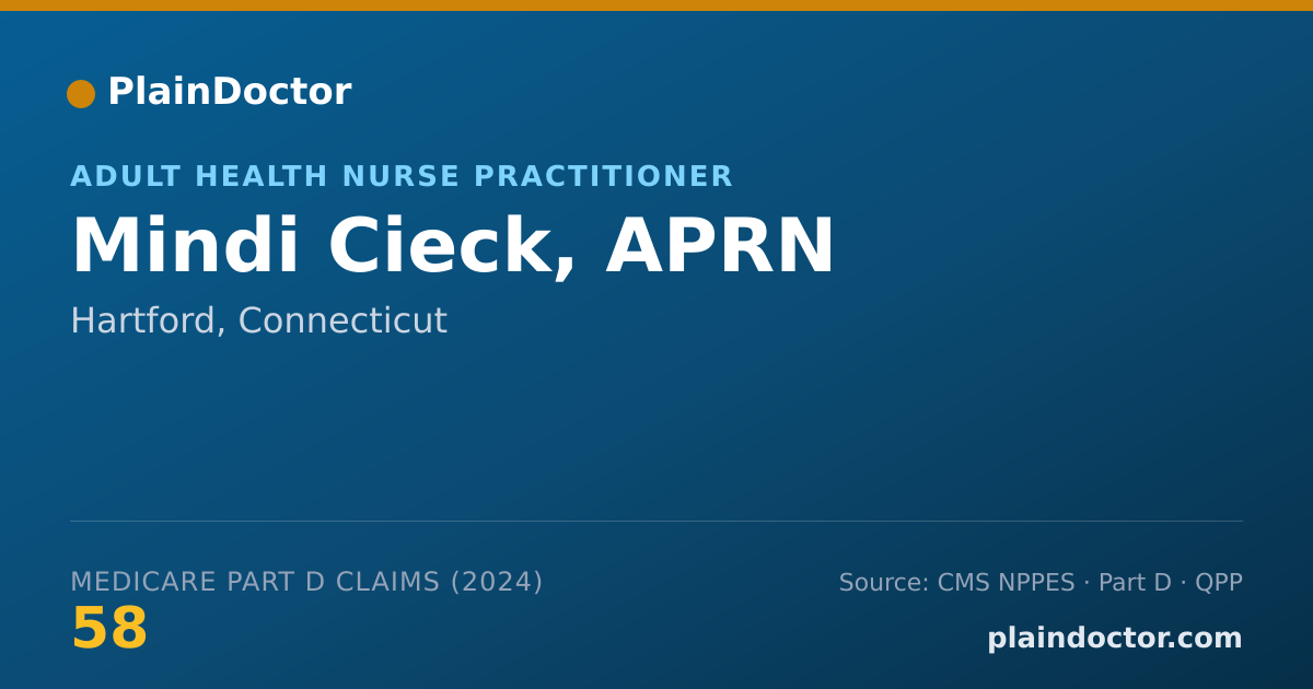 Shareable card for Mindi Cieck, APRN - Adult Health Nurse Practitioner, Hartford, CT