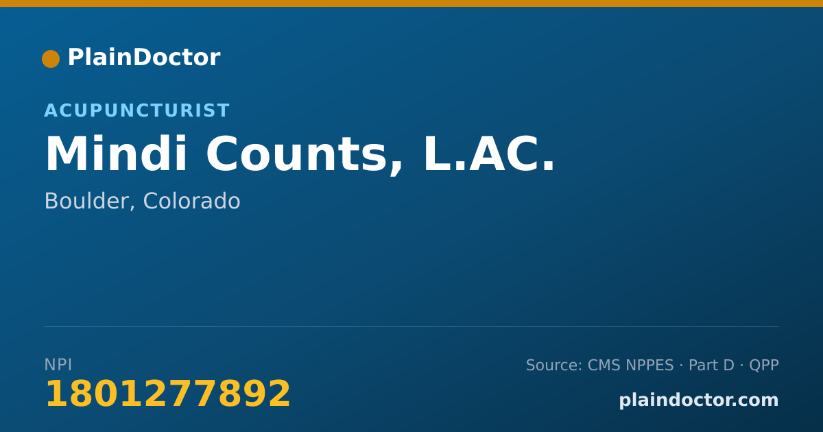Shareable card for Mindi Counts, L.AC. - Acupuncturist, Boulder, CO