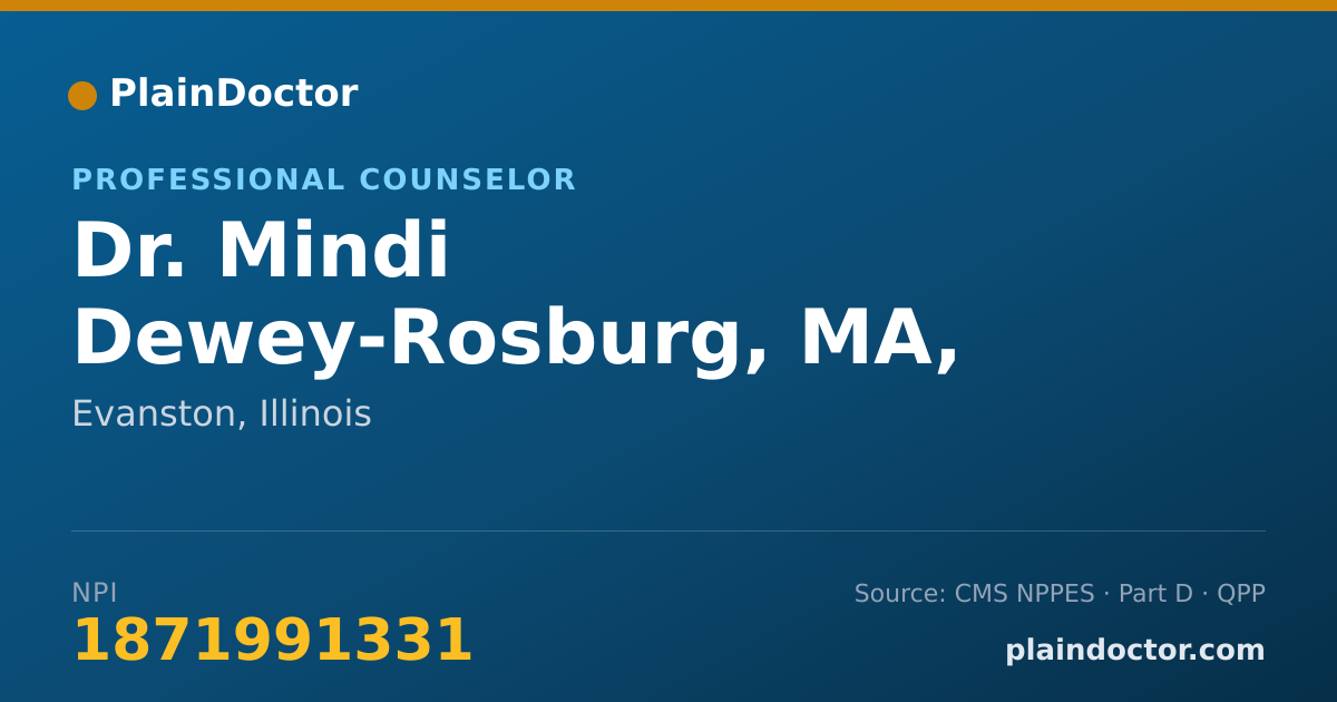 Shareable card for Mindi Dewey-Rosburg, MA, LCPC - Professional Counselor, Evanston, IL
