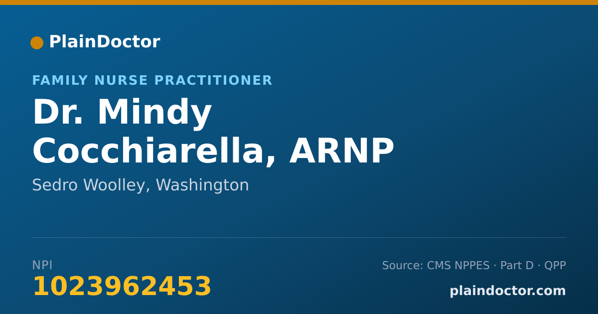 Shareable card for Mindy Cocchiarella, ARNP FNP-C - Family Nurse Practitioner, Sedro Woolley, WA