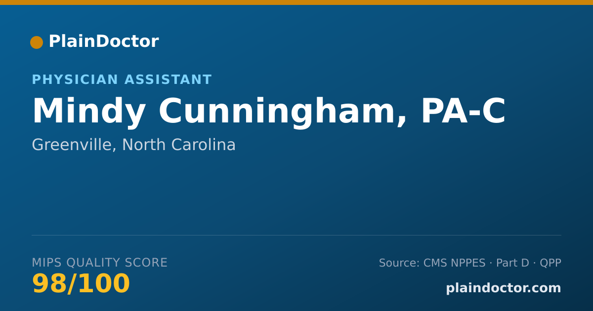 Shareable card for Mindy Cunningham, PA-C - Medical Physician Assistant, Greenville, NC