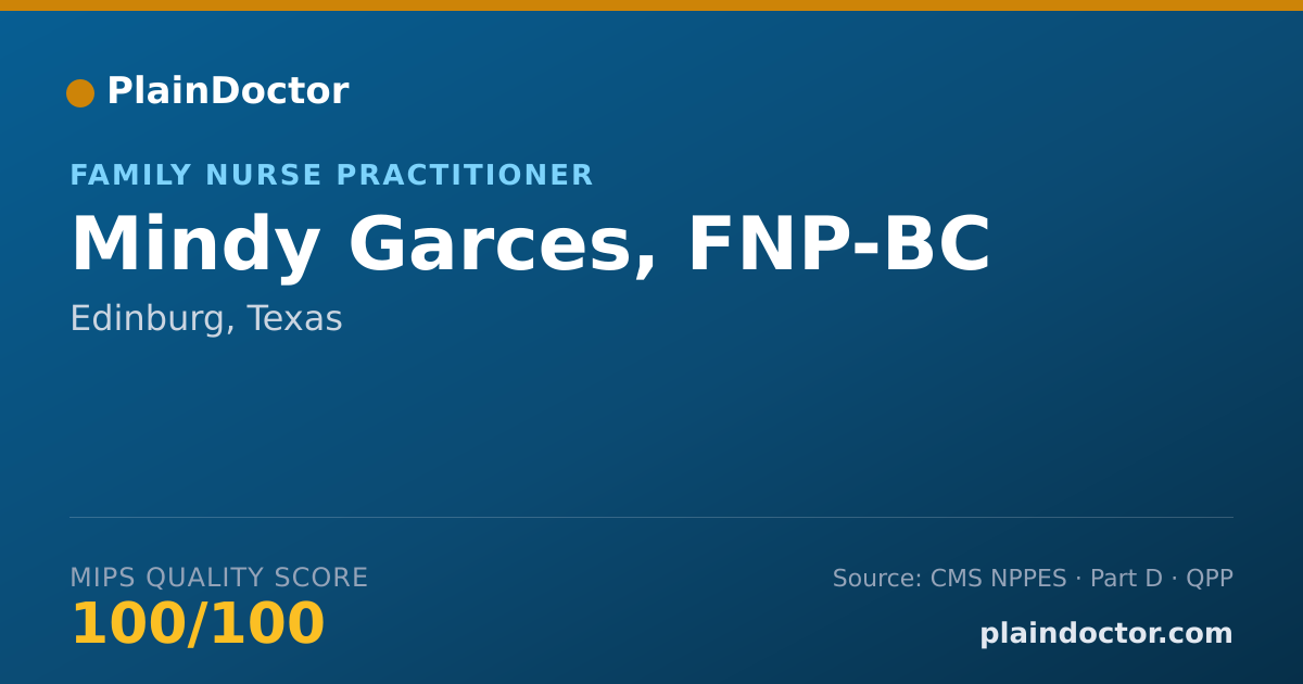 Shareable card for Mindy Garces, FNP-BC - Family Nurse Practitioner, Edinburg, TX