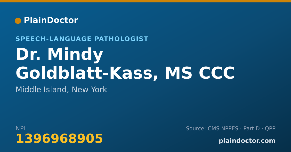 Shareable card for Mindy Goldblatt-Kass, MS CCC LSP - Speech-Language Pathologist, Middle Island, NY