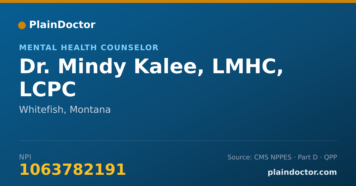 Shareable card for Mindy Kalee, LMHC, LCPC - Mental Health Counselor, Whitefish, MT