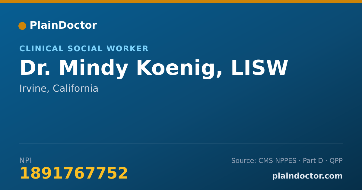 Shareable card for Mindy Koenig, LISW - Clinical Social Worker, Irvine, CA