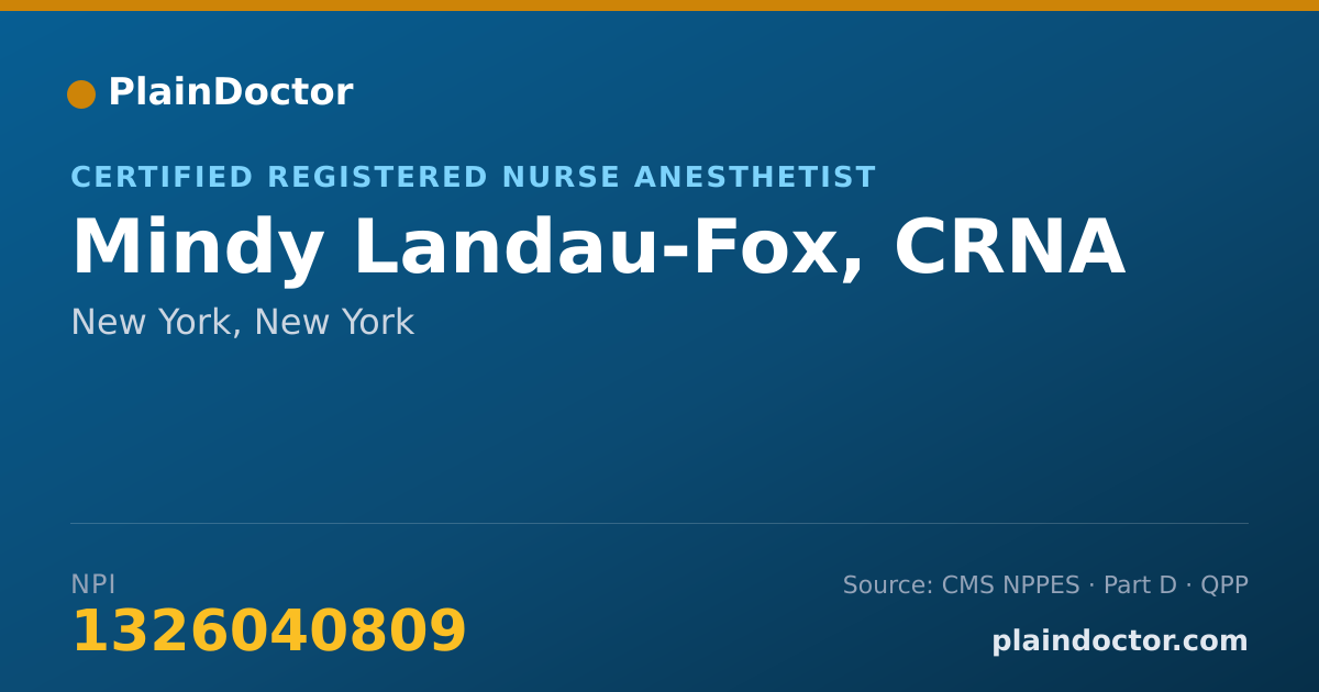 Shareable card for Mindy Landau-Fox, CRNA - Certified Registered Nurse Anesthetist, New York, NY