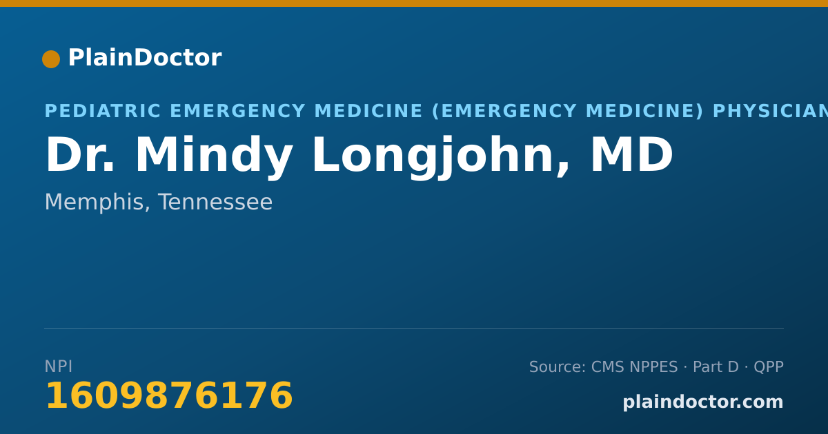 Shareable card for Mindy Longjohn, MD - Pediatric Emergency Medicine (Emergency Medicine) Physician, Memphis, TN