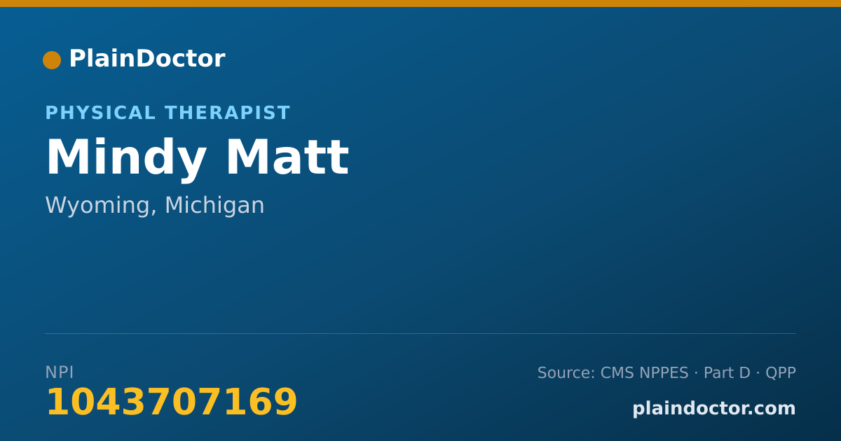 Shareable card for Mindy Matt - Physical Therapist, Wyoming, MI