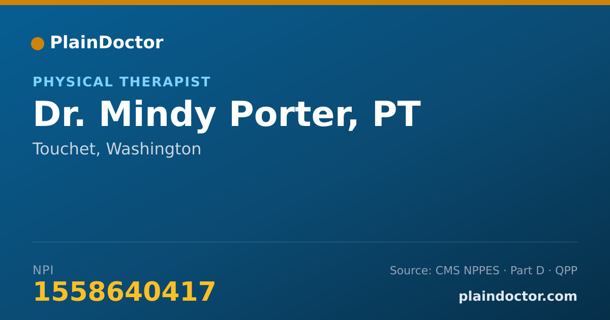 Shareable card for Mindy Porter, PT - Physical Therapist, Touchet, WA