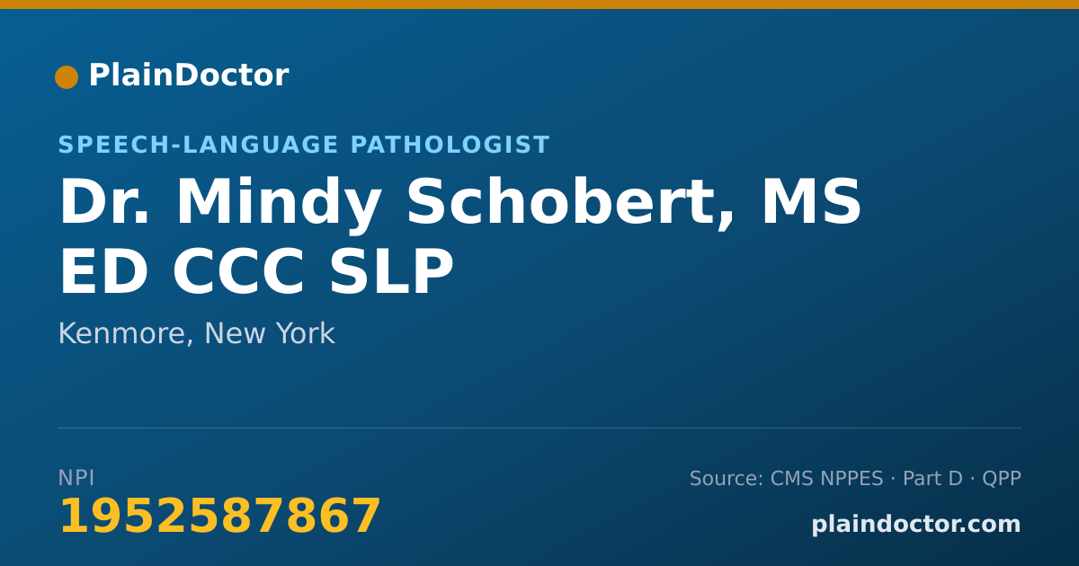 Shareable card for Mindy Schobert, MS ED CCC SLP - Speech-Language Pathologist, Kenmore, NY