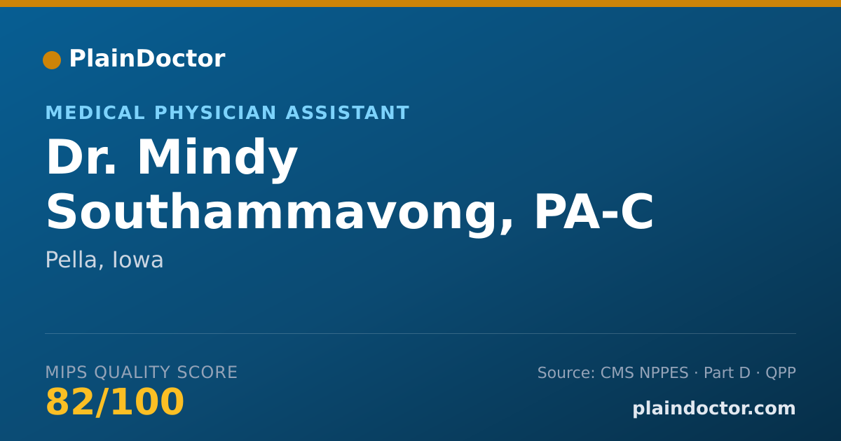 Shareable card for Mindy Southammavong, PA-C - Medical Physician Assistant, Pella, IA