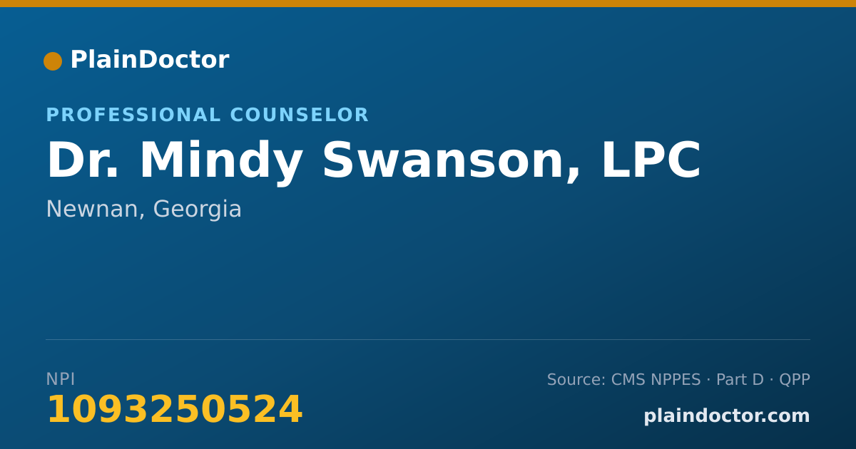 Shareable card for Mindy Swanson, LPC - Professional Counselor, Newnan, GA