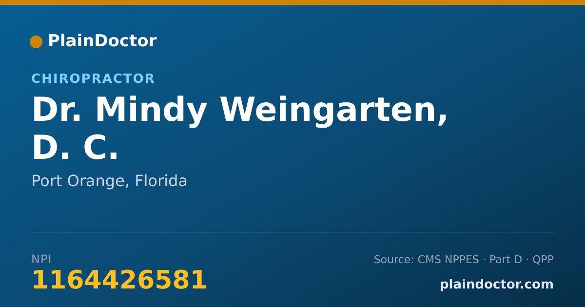 Shareable card for Mindy Weingarten, D. C. - Chiropractor, Port Orange, FL