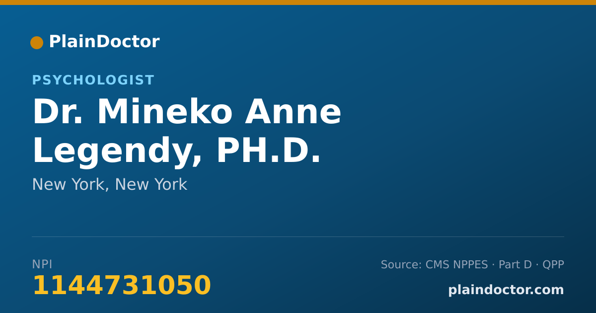 Shareable card for Mineko Anne Legendy, PH.D. - Psychologist, New York, NY