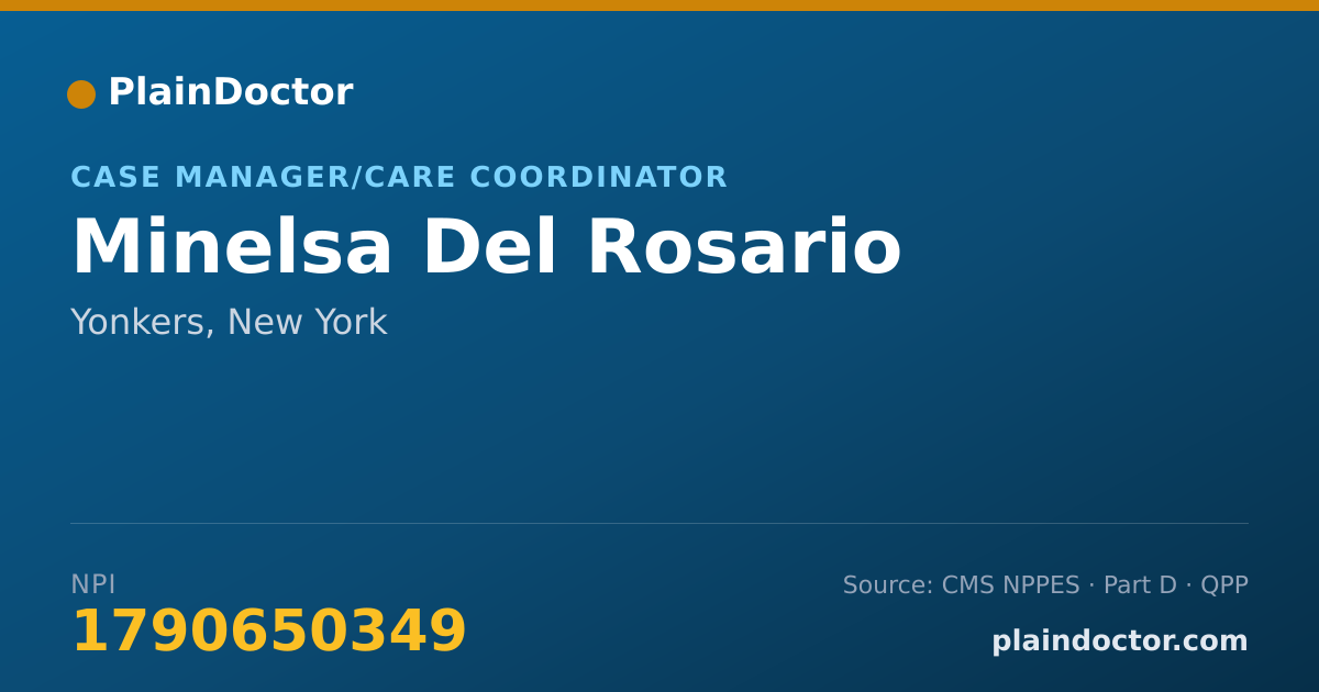 Shareable card for Minelsa Del Rosario - Case Manager/Care Coordinator, Yonkers, NY