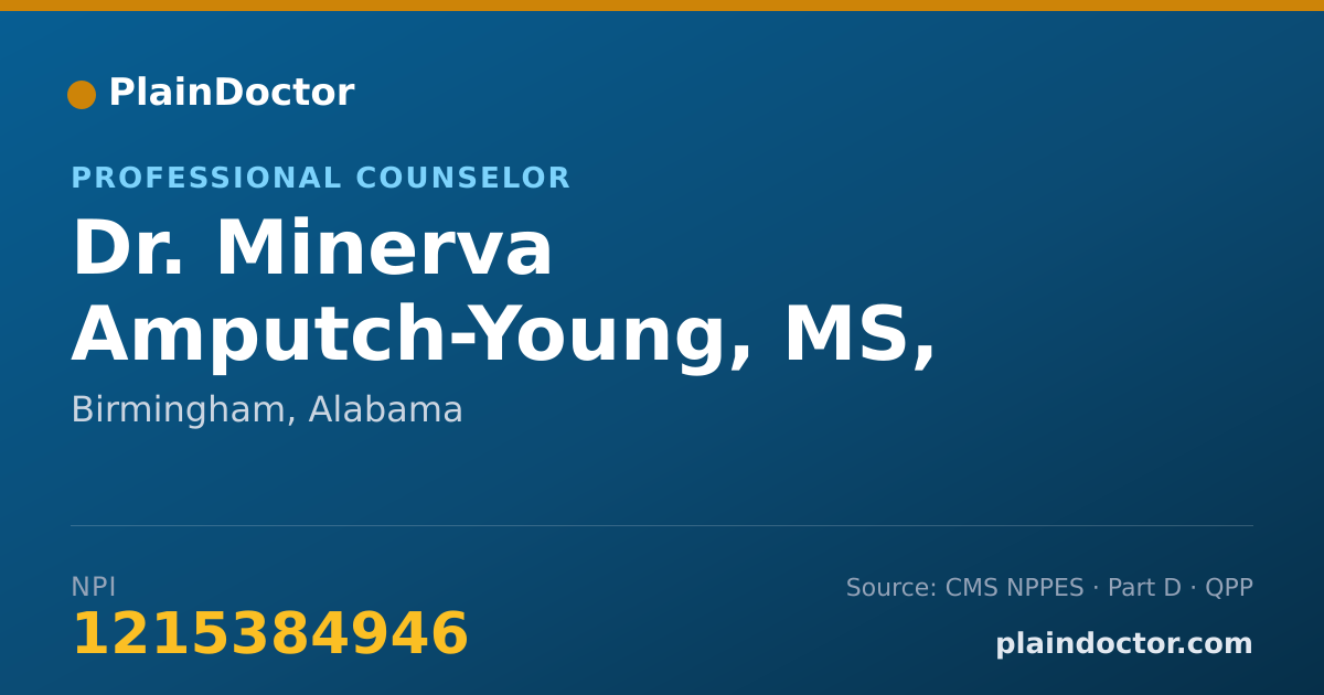 Shareable card for Minerva Amputch-Young, MS, LPC, NCC - Professional Counselor, Birmingham, AL