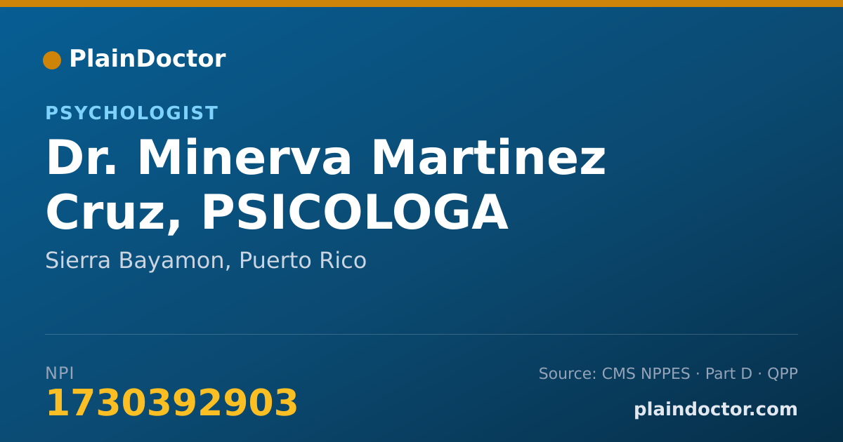 Shareable card for Minerva Martinez Cruz, PSICOLOGA - Psychologist, Sierra Bayamon, PR