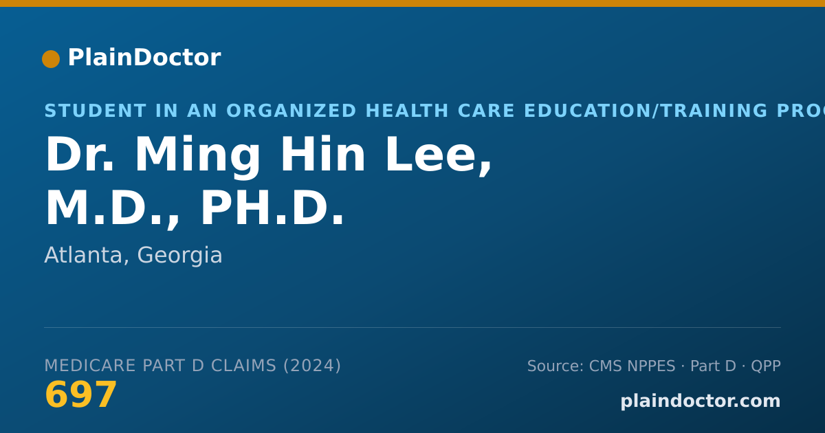 Shareable card for Ming Hin Lee, M.D., PH.D. - Student in an Organized Health Care Education/Training Program, Atlanta, GA