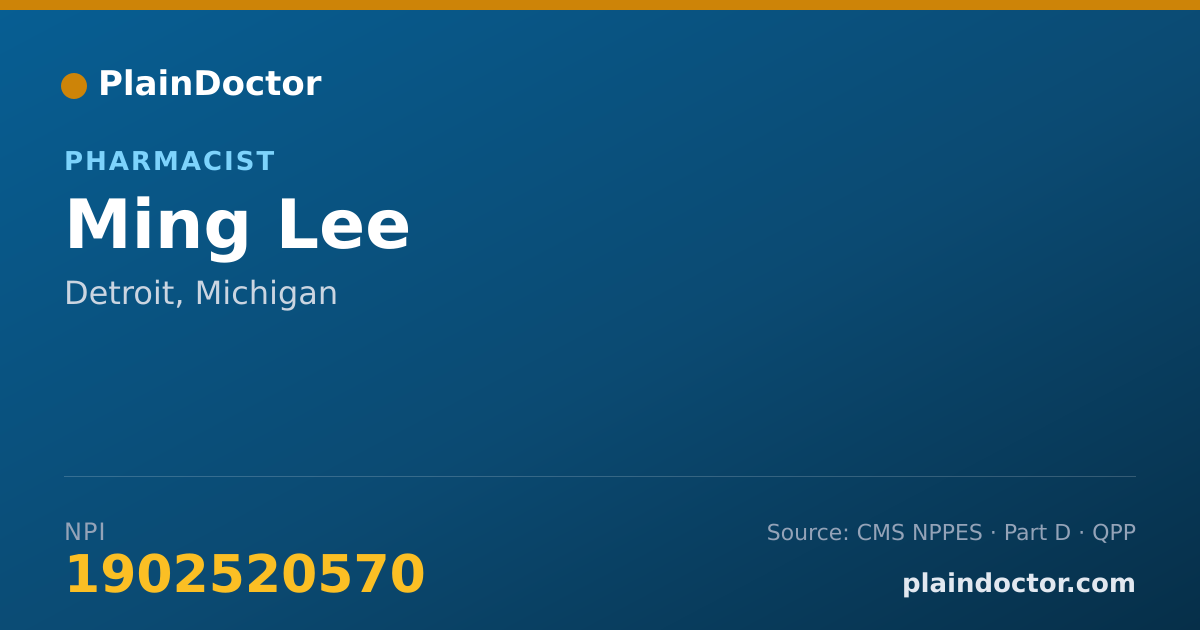 Shareable card for Ming Lee - Pharmacist, Detroit, MI