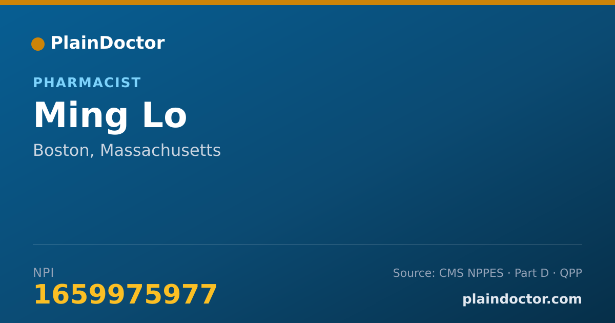 Shareable card for Ming Lo - Pharmacist, Boston, MA