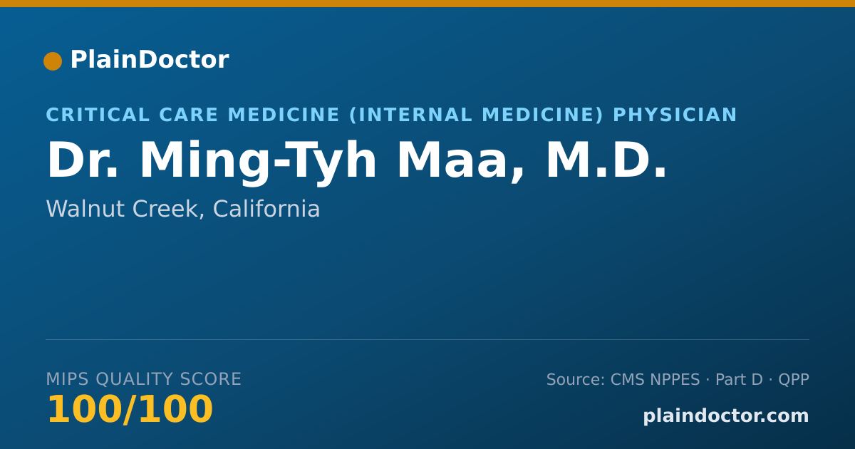Shareable card for Ming-Tyh Maa, M.D. - Critical Care Medicine (Internal Medicine) Physician, Walnut Creek, CA