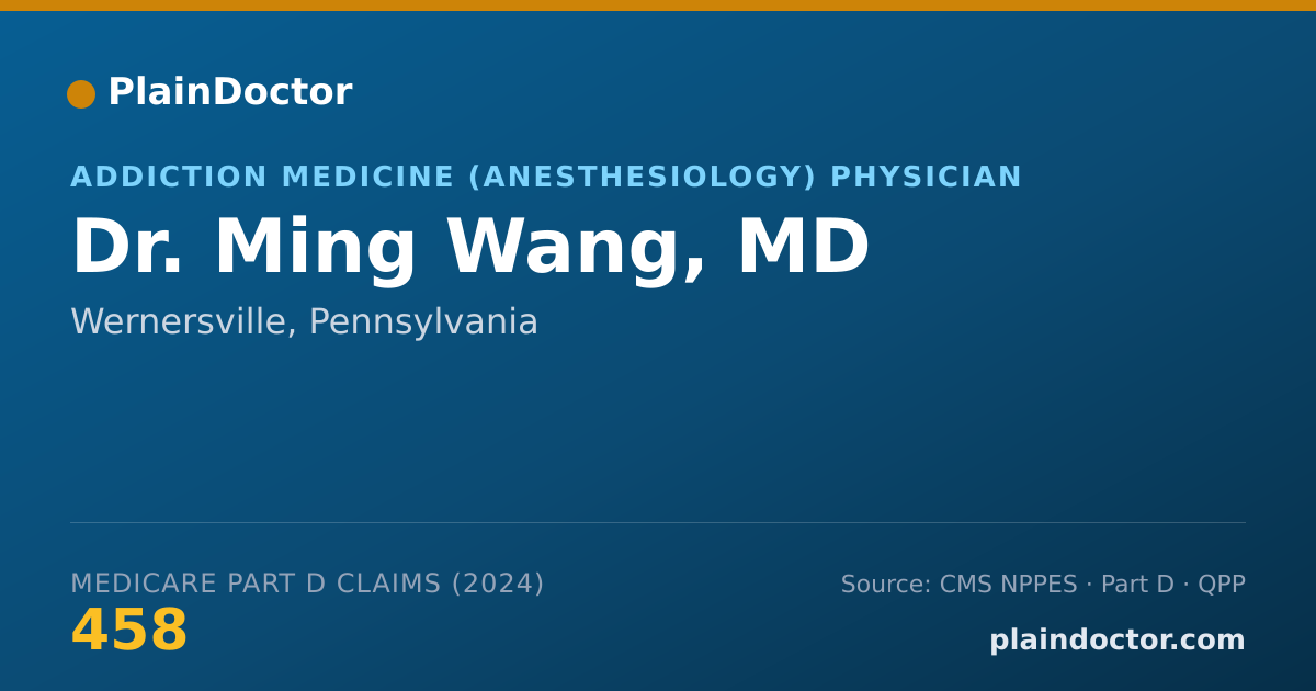 Shareable card for Ming Wang, MD - Addiction Medicine (Anesthesiology) Physician, Wernersville, PA