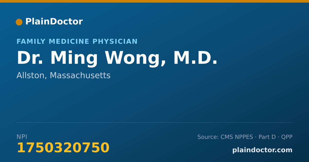 Shareable card for Ming Wong, M.D. - Family Medicine Physician, Allston, MA