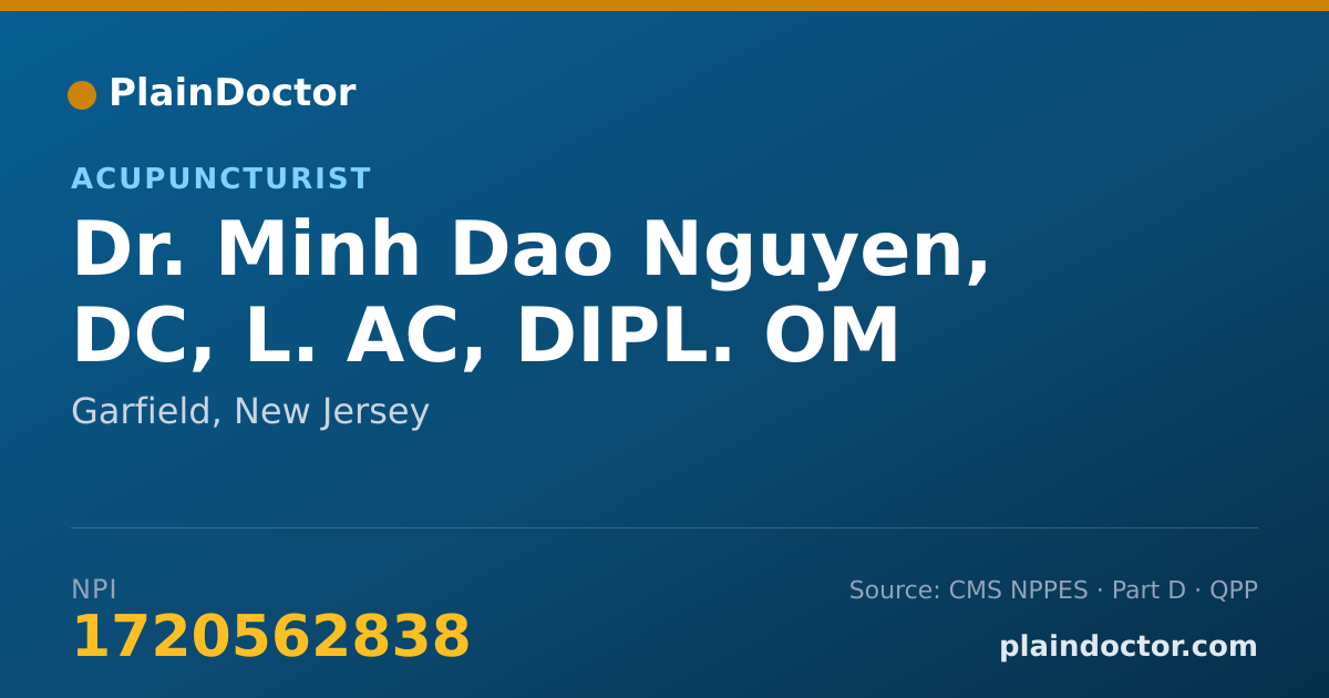 Shareable card for Minh Dao Nguyen, DC, L. AC, DIPL. OM - Acupuncturist, Garfield, NJ