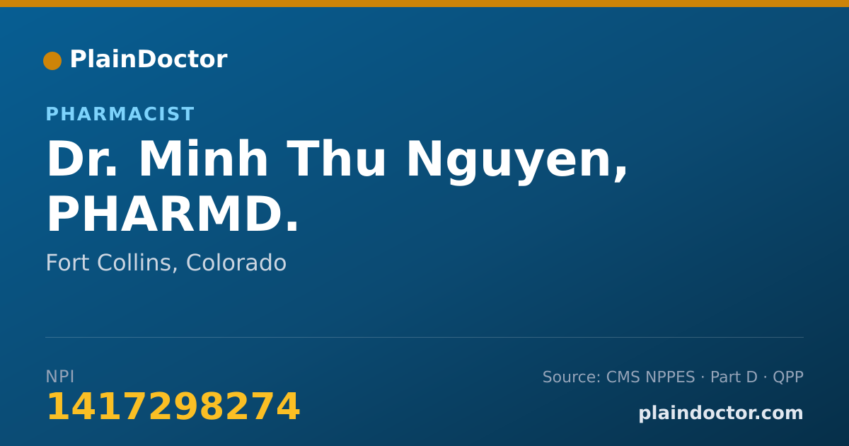 Shareable card for Minh Thu Nguyen, PHARMD. - Pharmacist, Fort Collins, CO