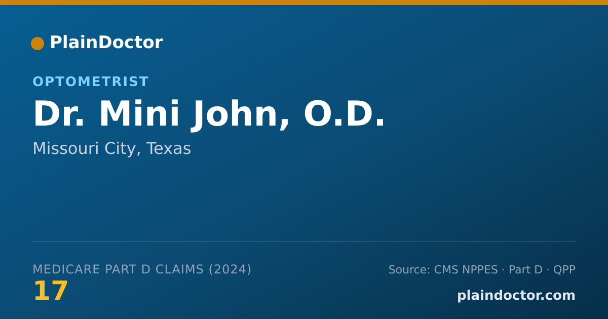 Shareable card for Mini John, O.D. - Optometrist, Missouri City, TX