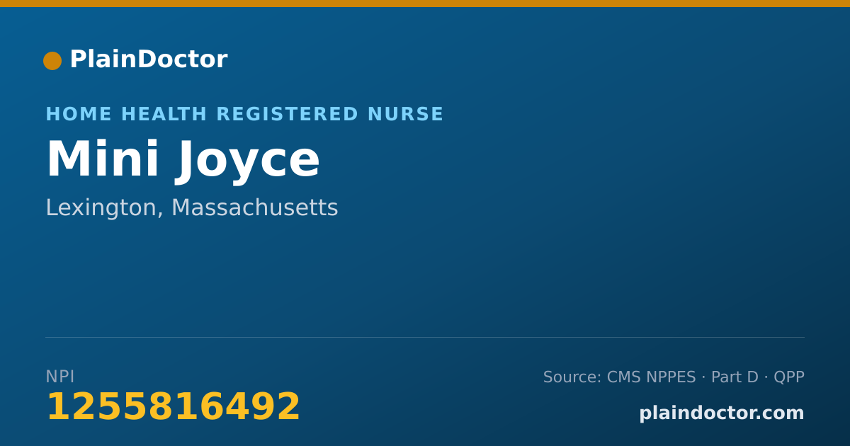 Shareable card for Mini Joyce - Home Health Registered Nurse, Lexington, MA