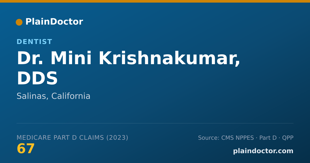 Shareable card for Mini Krishnakumar, DDS - Dentist, Salinas, CA