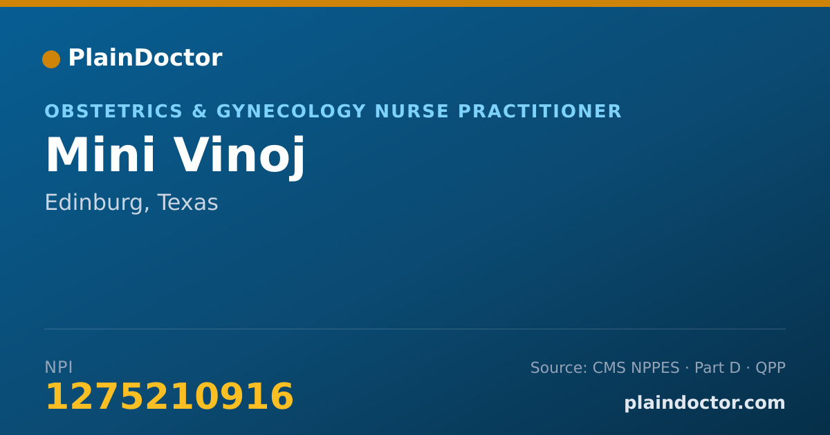 Shareable card for Mini Vinoj - Obstetrics & Gynecology Nurse Practitioner, Edinburg, TX