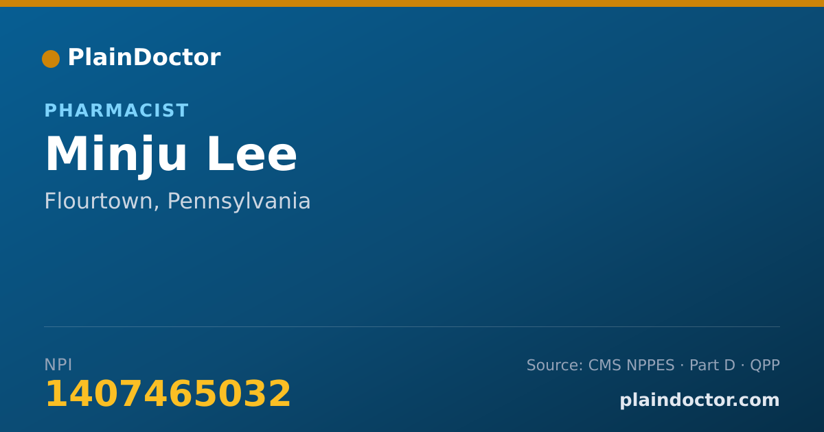 Shareable card for Minju Lee - Pharmacist, Flourtown, PA