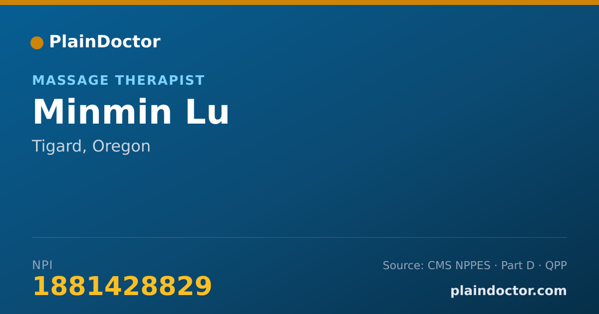 Shareable card for Minmin Lu - Massage Therapist, Tigard, OR