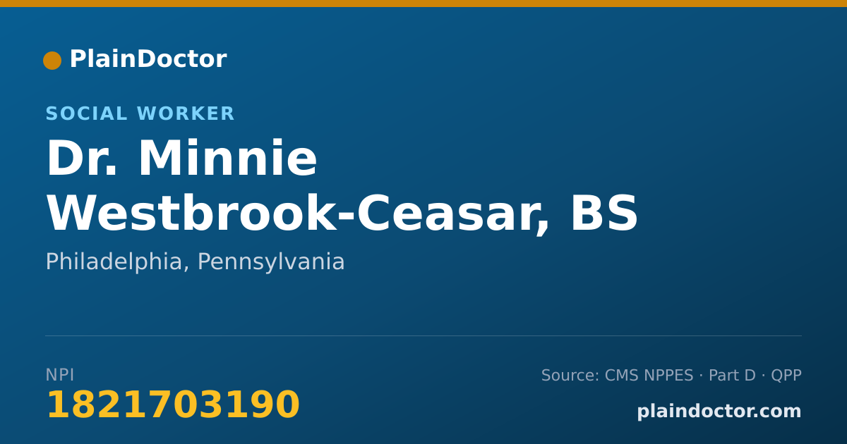 Shareable card for Minnie Westbrook-Ceasar, BS - Social Worker, Philadelphia, PA