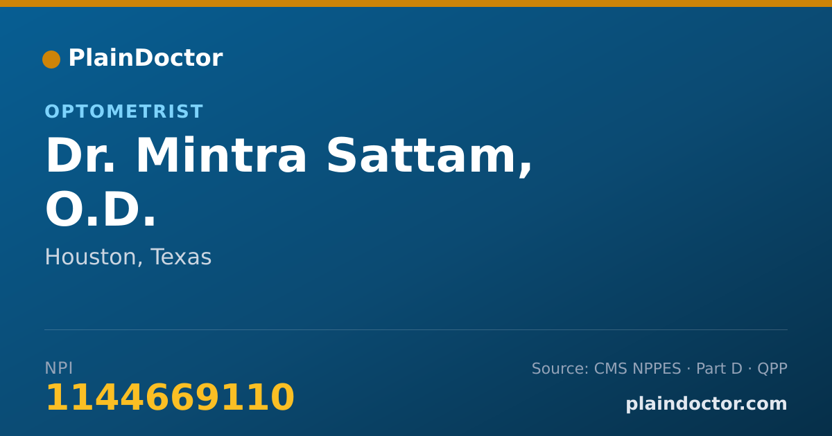 Shareable card for Mintra Sattam, O.D. - Optometrist, Houston, TX