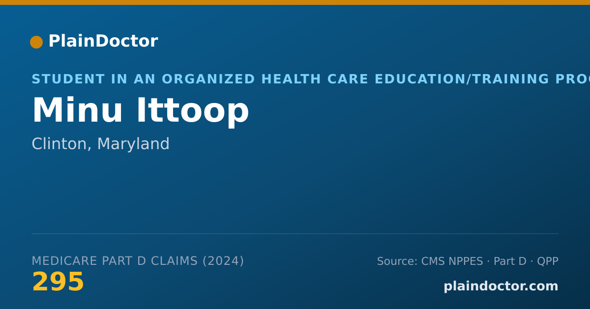 Shareable card for Minu Ittoop - Student in an Organized Health Care Education/Training Program, Clinton, MD