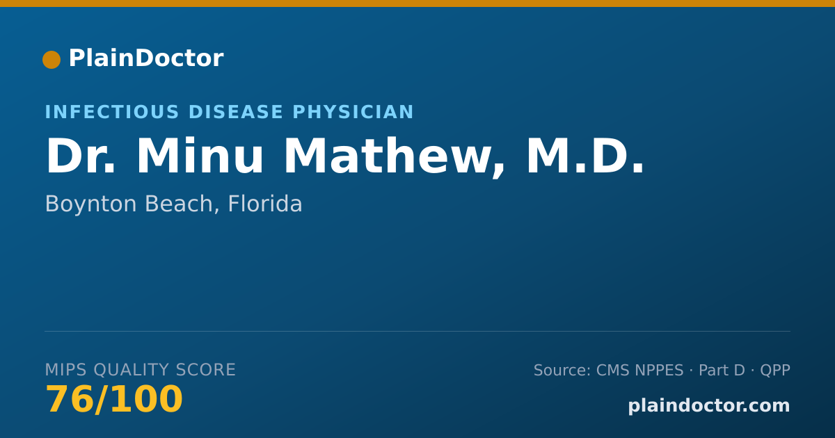 Shareable card for Minu Mathew, M.D. - Infectious Disease Physician, Boynton Beach, FL