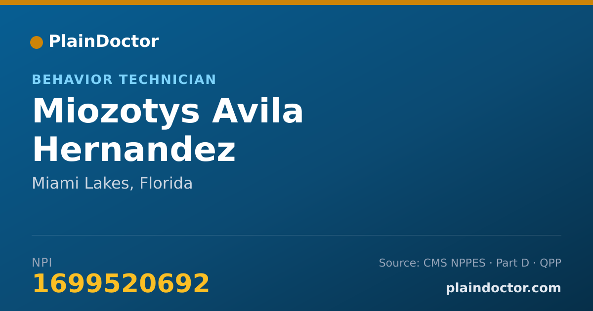 Shareable card for Miozotys Avila Hernandez - Behavior Technician, Miami Lakes, FL