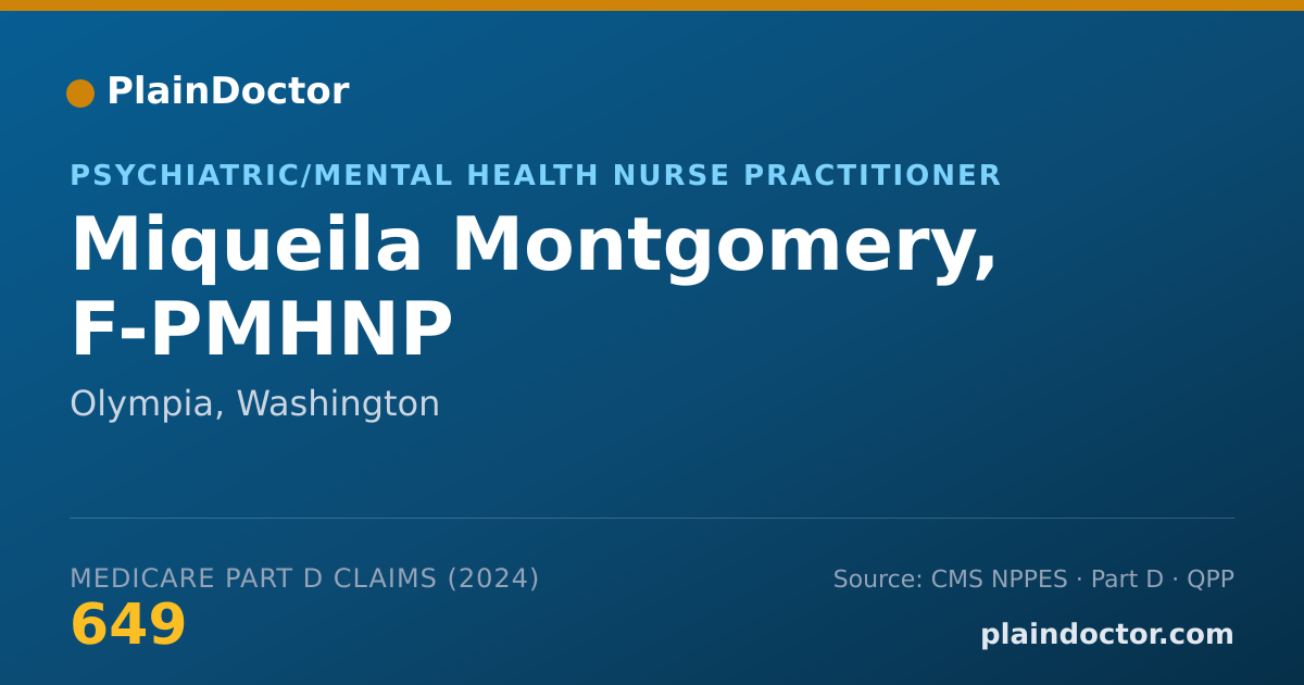 Shareable card for Miqueila Montgomery, F-PMHNP - Psychiatric/Mental Health Nurse Practitioner, Olympia, WA