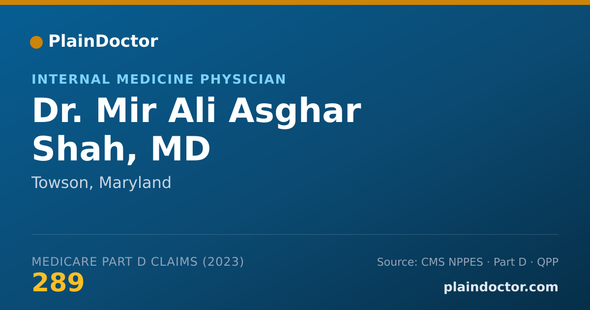 Shareable card for Mir Ali Asghar Shah, MD - Internal Medicine Physician, Towson, MD