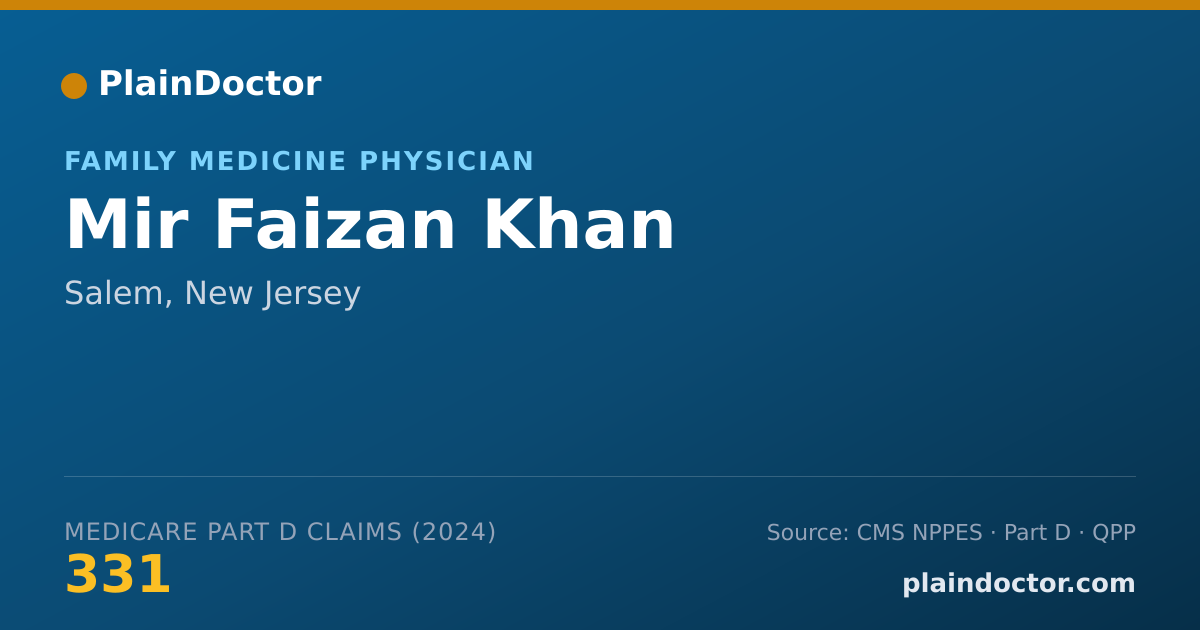 Shareable card for Mir Faizan Khan - Family Medicine Physician, Salem, NJ