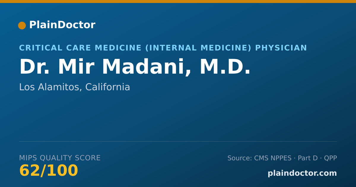 Shareable card for Mir Madani, M.D. - Critical Care Medicine (Internal Medicine) Physician, Los Alamitos, CA