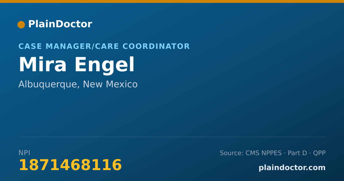 Shareable card for Mira Engel - Case Manager/Care Coordinator, Albuquerque, NM
