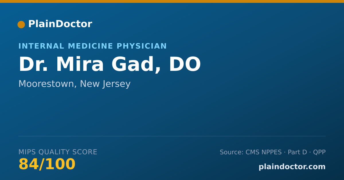 Shareable card for Mira Gad, DO - Internal Medicine Physician, Moorestown, NJ